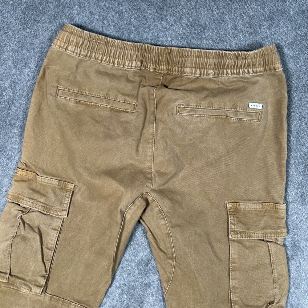 PacSun Slim Cargo Pants Mens Small Dark Tan Brown Elastic Waist - Picture 7 of 13